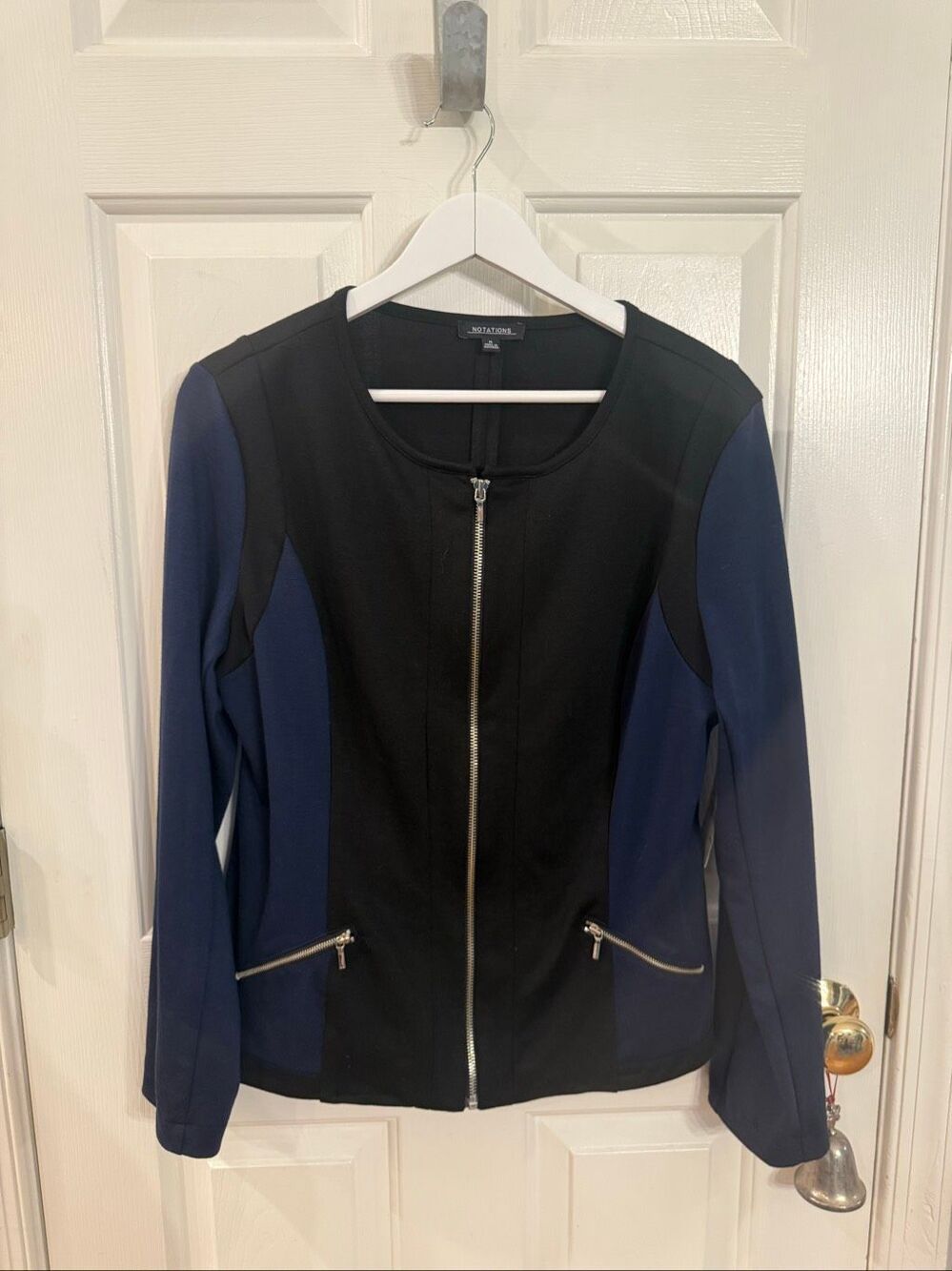 Notations Black & Blue Full Zip Jacket sz M NWT